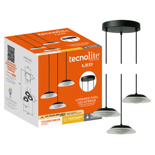 VERRE II - Lámpara Colgante LED de Acrílico 17.5 W Luz Cálida
