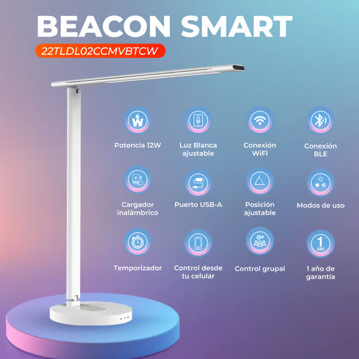 BEACON SMART - Lámpara de Mesa Inteligente WiFi 12 W Estación de Carga