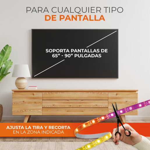 TV SMART STRIP HDMI - Tira LED Inteligente RGB para TV 65" a 90" con Sincronización en Tiempo Real