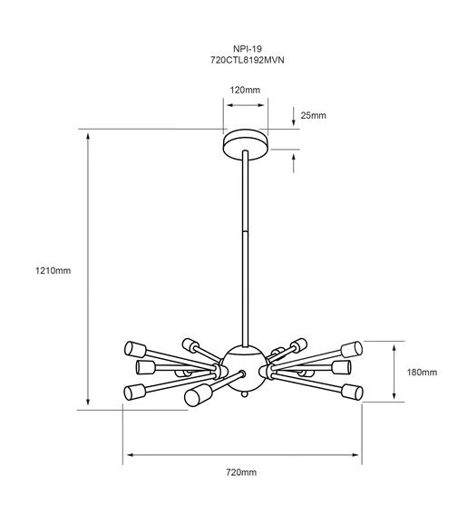 CELAENO I - Lámpara Colgante Decorativa de 12 Luces con Focos Incluidos