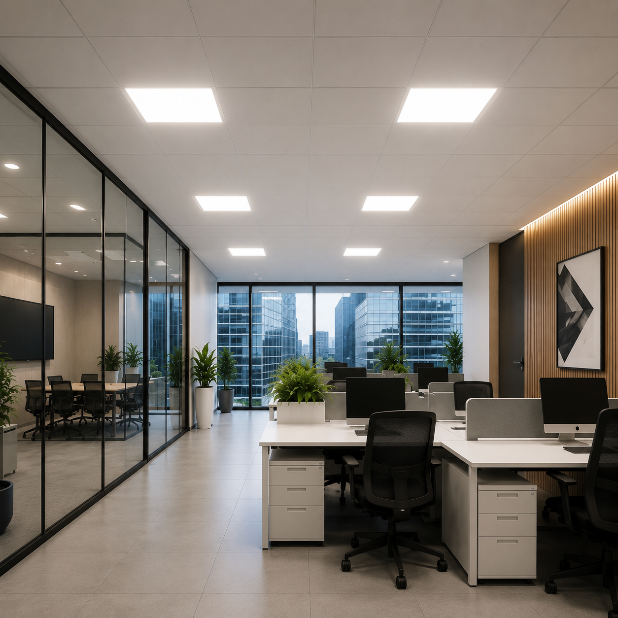 Panel LED Empotrable/Suspendido AZMIDI II 2x2 | 40 W | Luz Blanca Neutra | Atenuable | LED Integrado