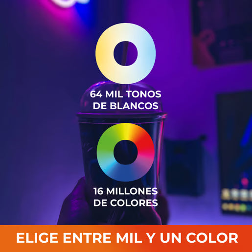 COLORS SMART | Paquete de 3 Focos Inteligentes WiFi A19 LED RGBW 8 W E27 Compatibles con Alexa y Google Home
