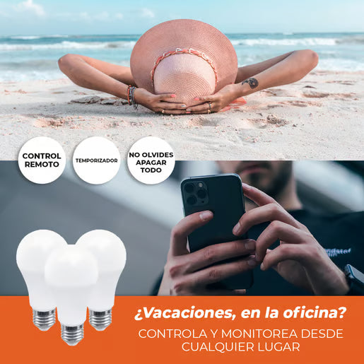 COLORS SMART | Paquete de 3 Focos Inteligentes WiFi A19 LED RGBW 8 W E27 Compatibles con Alexa y Google Home